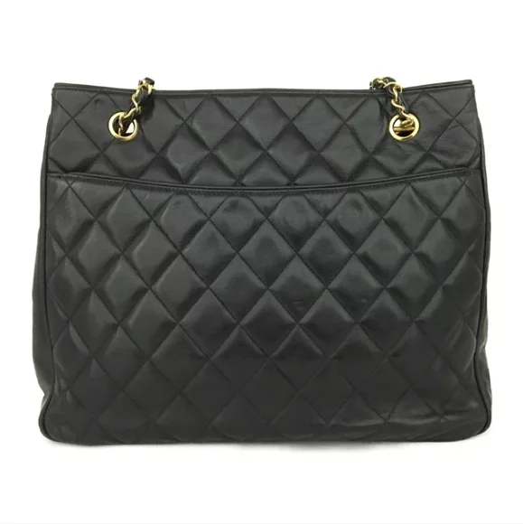 CHANEL CC Logo Lambskin Chain Large Shoulder Tote Bag - Picture 5 of 12